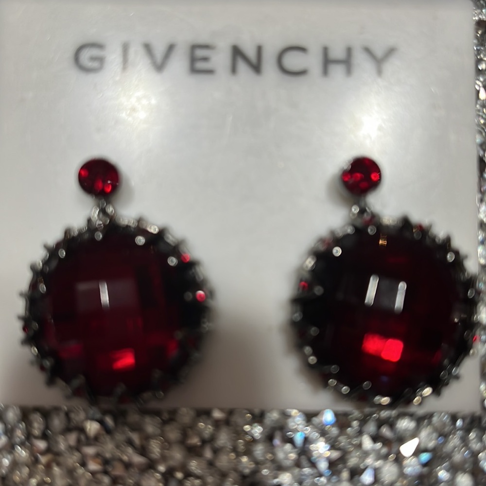 GIVENCHY  RED CRYSTAL EARRINGS